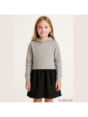 MNG Hooded Dress Plaid Gray Black Size 10-12